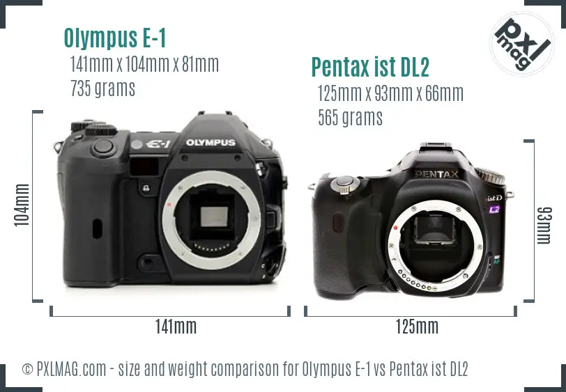 Olympus E-1 vs Pentax ist DL2 size comparison
