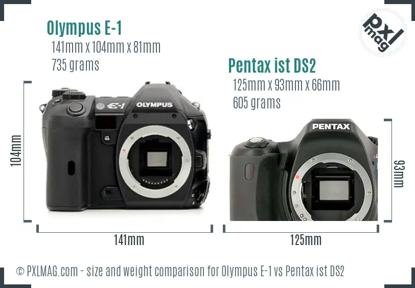 Olympus E-1 vs Pentax ist DS2 size comparison