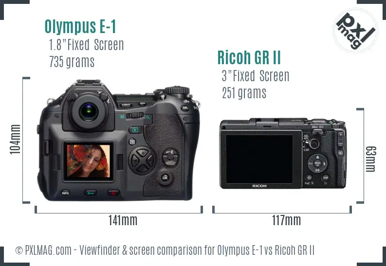 Olympus E-1 vs Ricoh GR II Screen and Viewfinder comparison