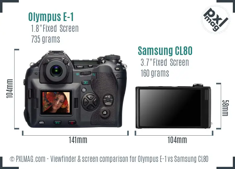 Olympus E-1 vs Samsung CL80 Screen and Viewfinder comparison