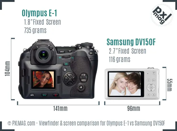 Olympus E-1 vs Samsung DV150F Screen and Viewfinder comparison