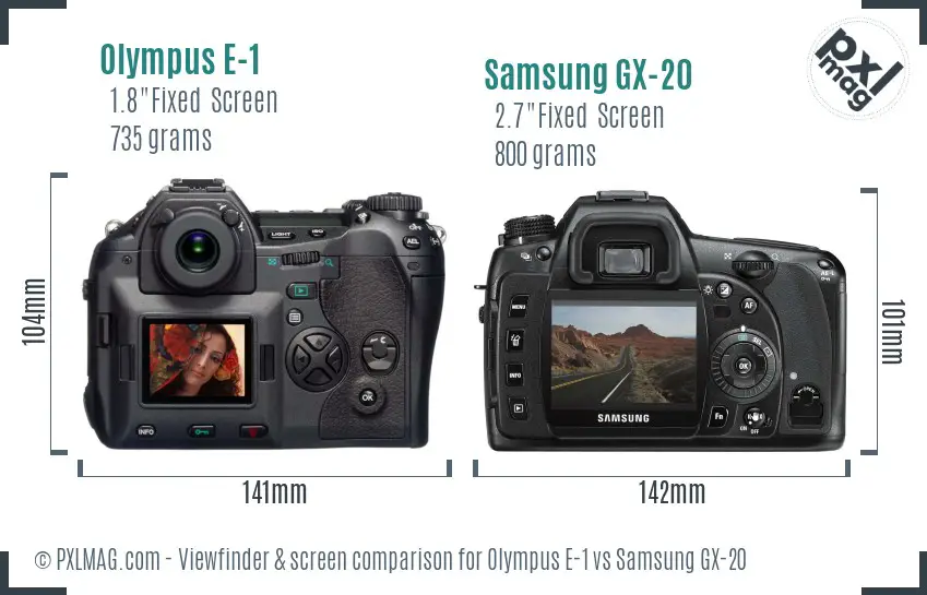 Olympus E-1 vs Samsung GX-20 Screen and Viewfinder comparison Olympus E-1 vs Samsung GX-20 Screen and Viewfinder comparison
