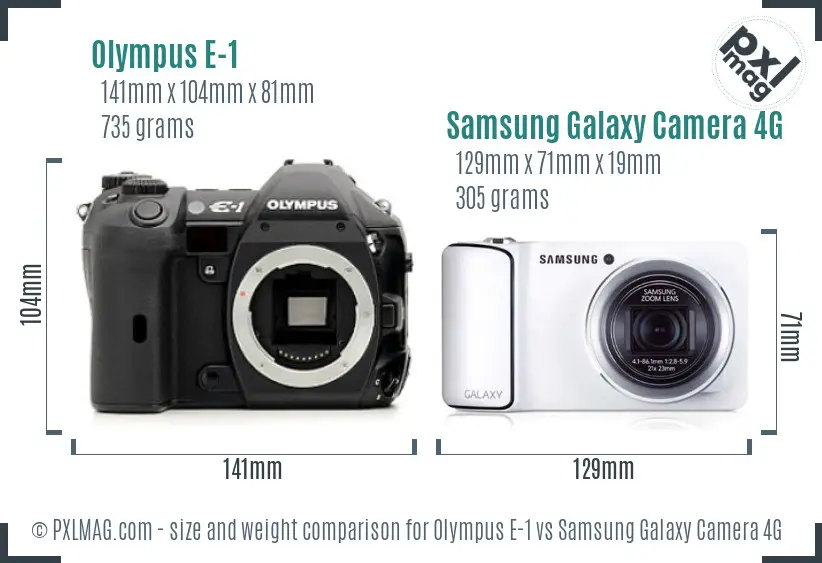 Olympus E-1 vs Samsung Galaxy Camera 4G size comparison Olympus E-1 vs Samsung Galaxy Camera 4G size comparison