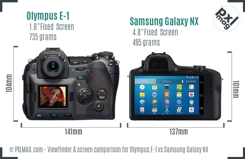 Olympus E-1 vs Samsung Galaxy NX Screen and Viewfinder comparison
