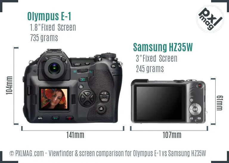 Olympus E-1 vs Samsung HZ35W Screen and Viewfinder comparison