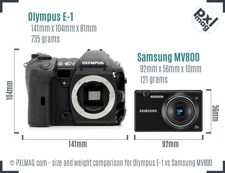 Olympus E-1 vs Samsung MV800 size comparison Olympus E-1 vs Samsung MV800 size comparison