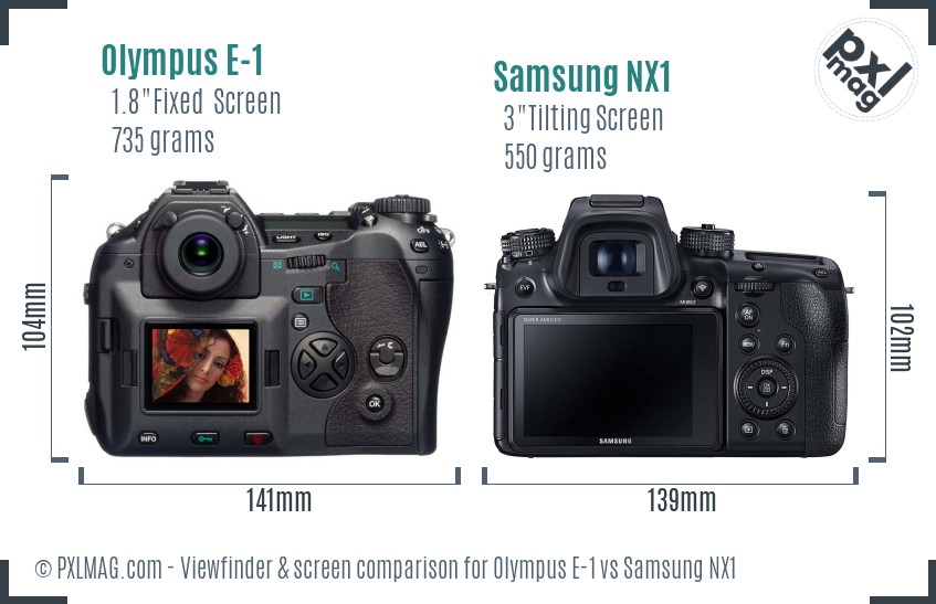 Olympus E-1 vs Samsung NX1 Screen and Viewfinder comparison