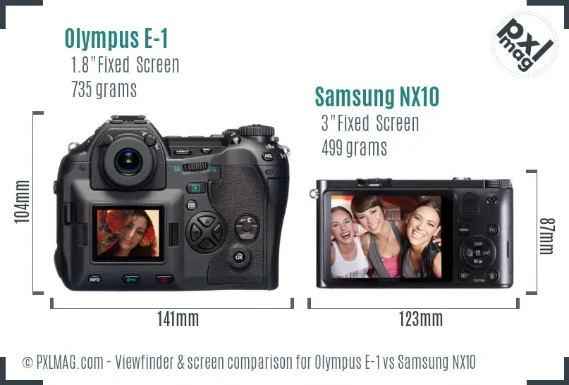 Olympus E-1 vs Samsung NX10 Screen and Viewfinder comparison