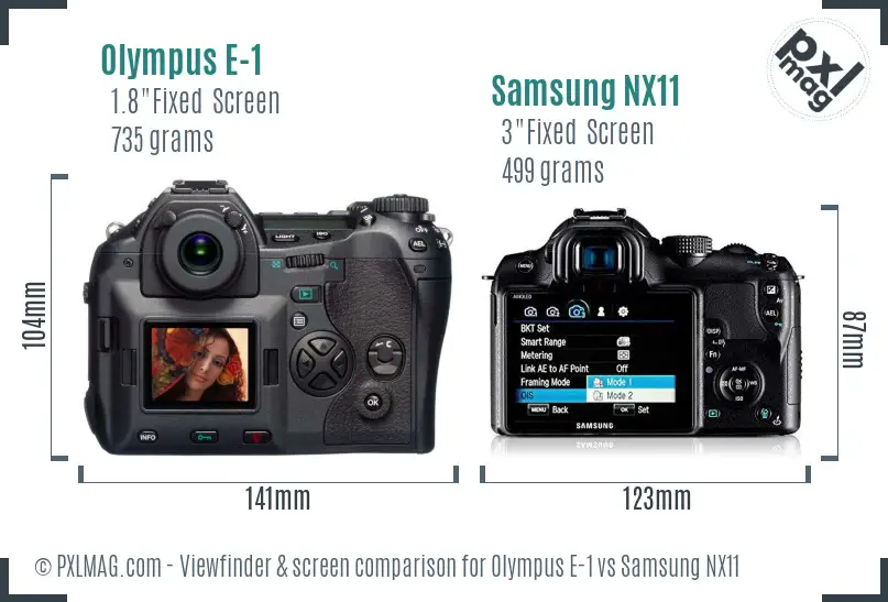 Olympus E-1 vs Samsung NX11 Screen and Viewfinder comparison