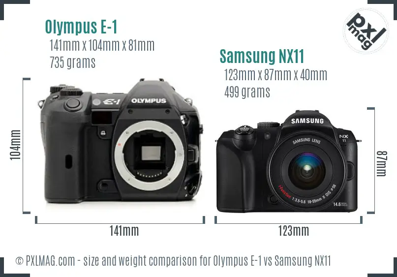 Olympus E-1 vs Samsung NX11 size comparison
