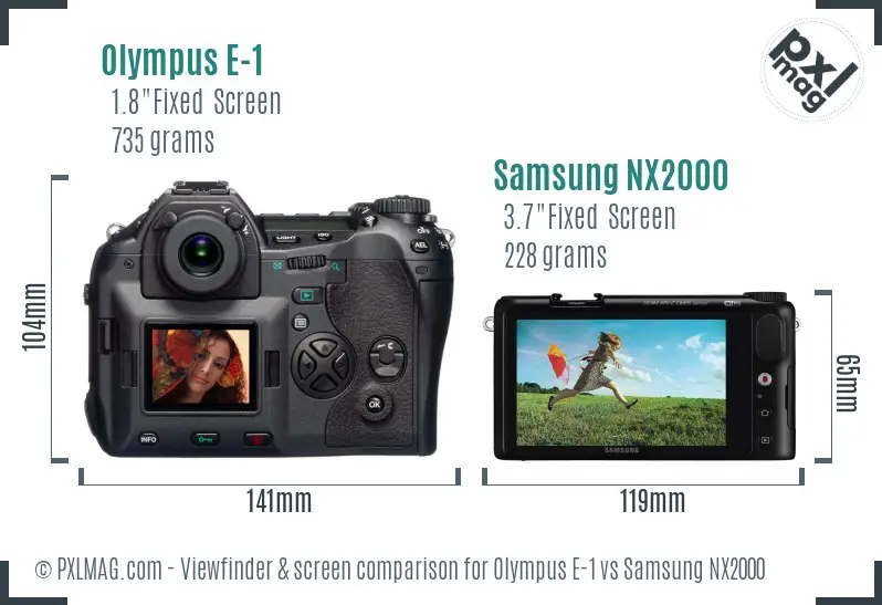 Olympus E-1 vs Samsung NX2000 Screen and Viewfinder comparison Olympus E-1 vs Samsung NX2000 Screen and Viewfinder comparison