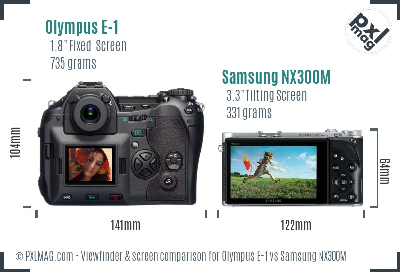 Olympus E-1 vs Samsung NX300M Screen and Viewfinder comparison