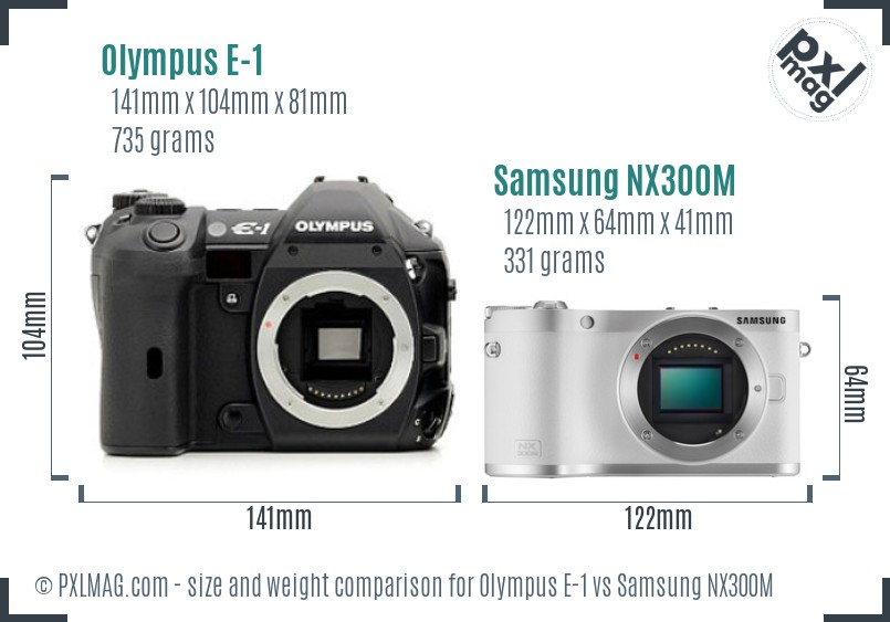 Olympus E-1 vs Samsung NX300M size comparison