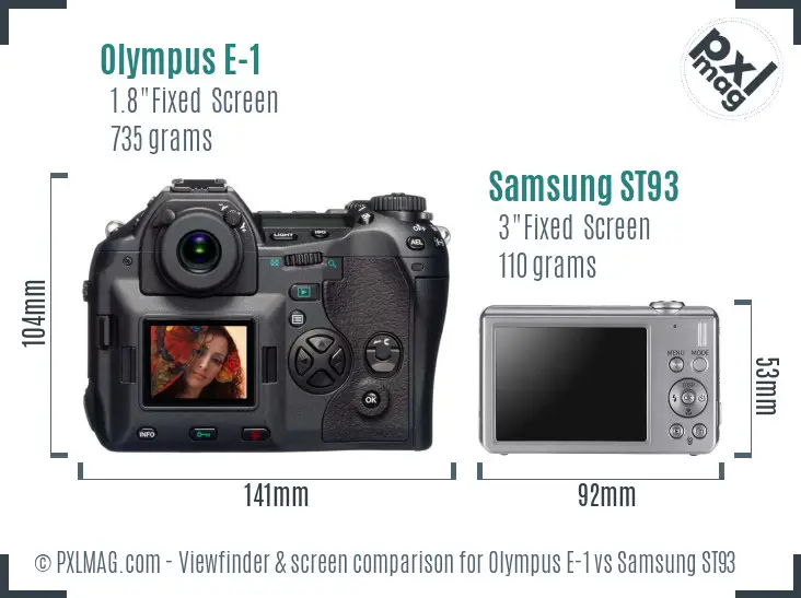 Olympus E-1 vs Samsung ST93 Screen and Viewfinder comparison