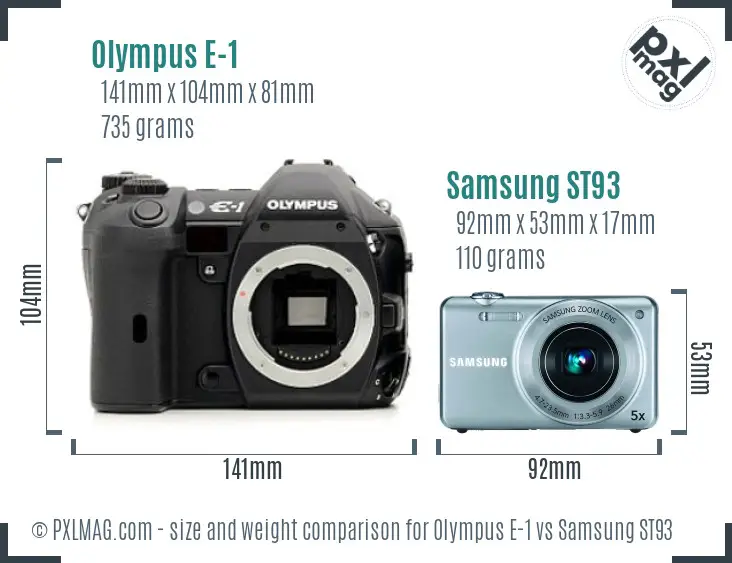 Olympus E-1 vs Samsung ST93 size comparison