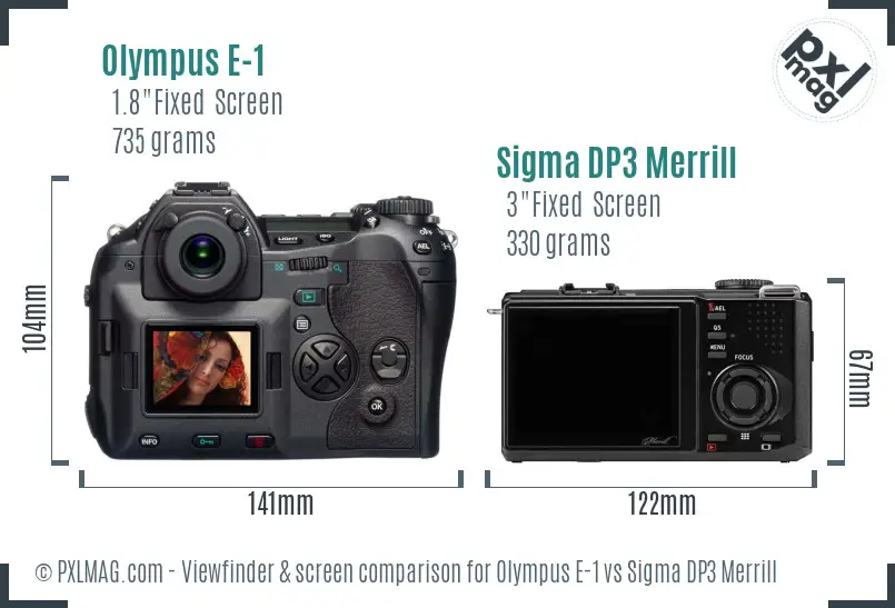 Olympus E-1 vs Sigma DP3 Merrill Screen and Viewfinder comparison Olympus E-1 vs Sigma DP3 Merrill Screen and Viewfinder comparison