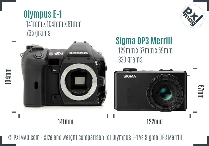 Olympus E-1 vs Sigma DP3 Merrill size comparison Olympus E-1 vs Sigma DP3 Merrill size comparison