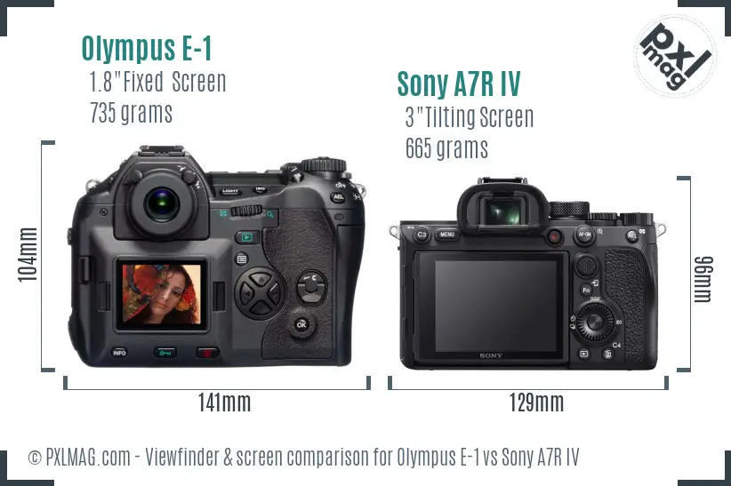 Olympus E-1 vs Sony A7R IV Screen and Viewfinder comparison