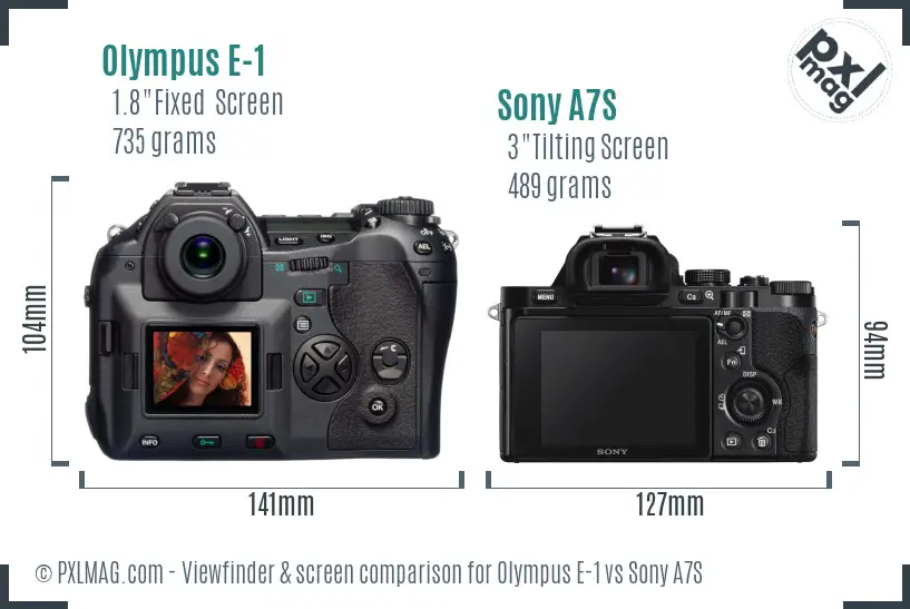Olympus E-1 vs Sony A7S Screen and Viewfinder comparison Olympus E-1 vs Sony A7S Screen and Viewfinder comparison