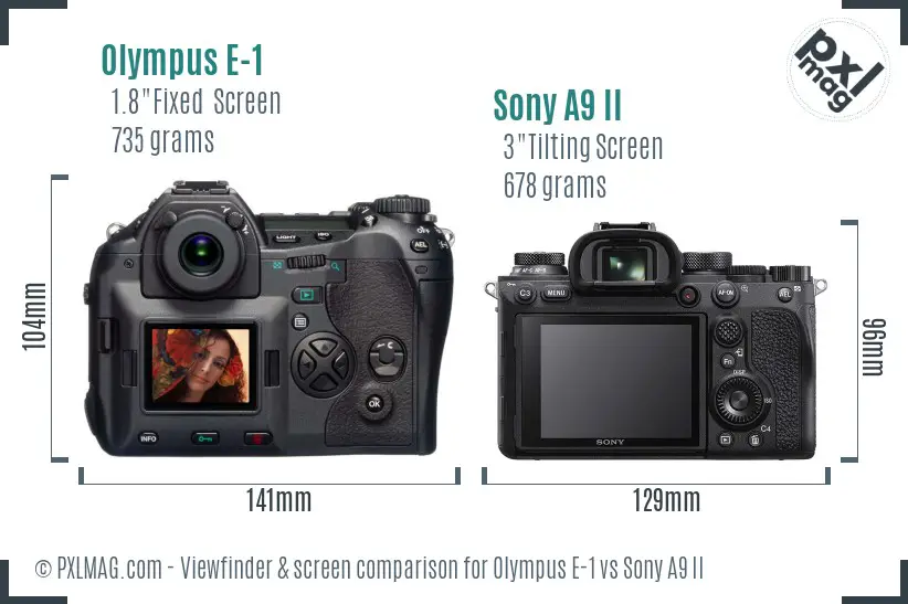 Olympus E-1 vs Sony A9 II Screen and Viewfinder comparison