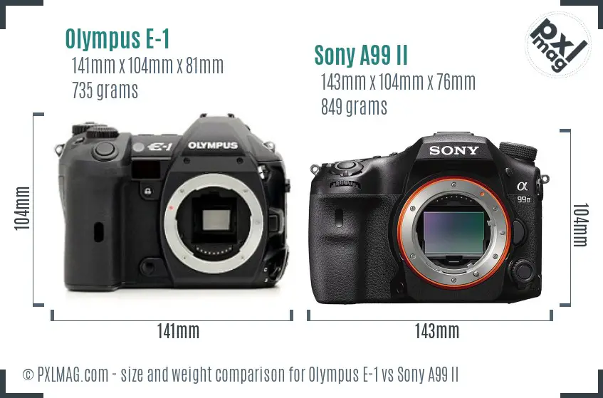 Olympus E-1 vs Sony A99 II size comparison