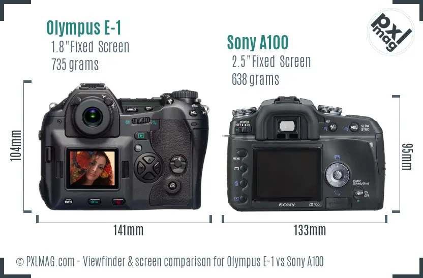 Olympus E-1 vs Sony A100 Screen and Viewfinder comparison