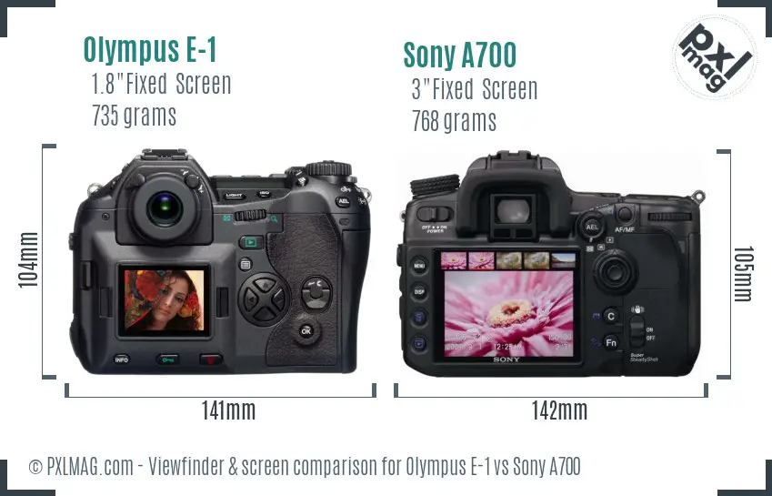 Olympus E-1 vs Sony A700 Screen and Viewfinder comparison