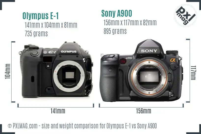 Olympus E-1 vs Sony A900 size comparison