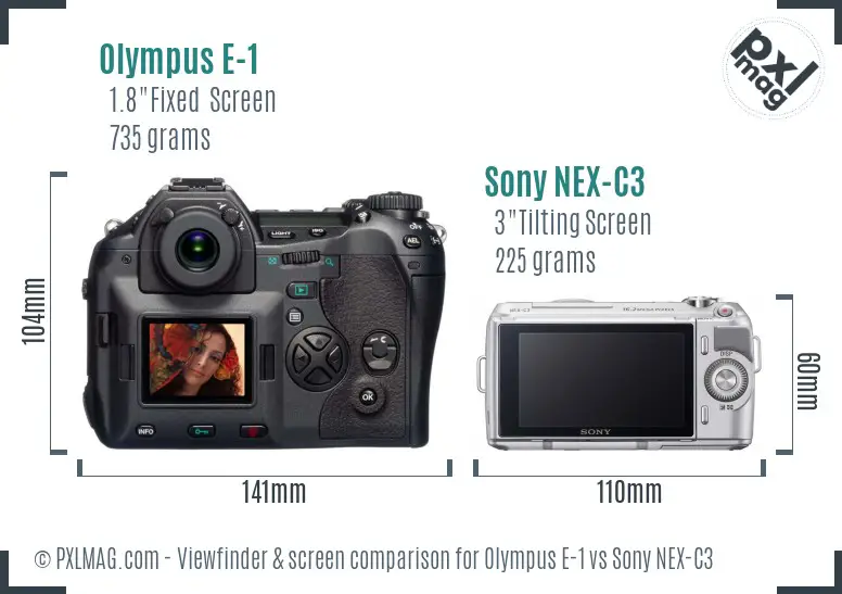 Olympus E-1 vs Sony NEX-C3 Screen and Viewfinder comparison