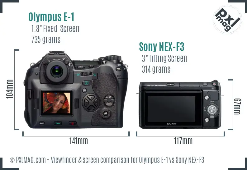 Olympus E-1 vs Sony NEX-F3 Screen and Viewfinder comparison
