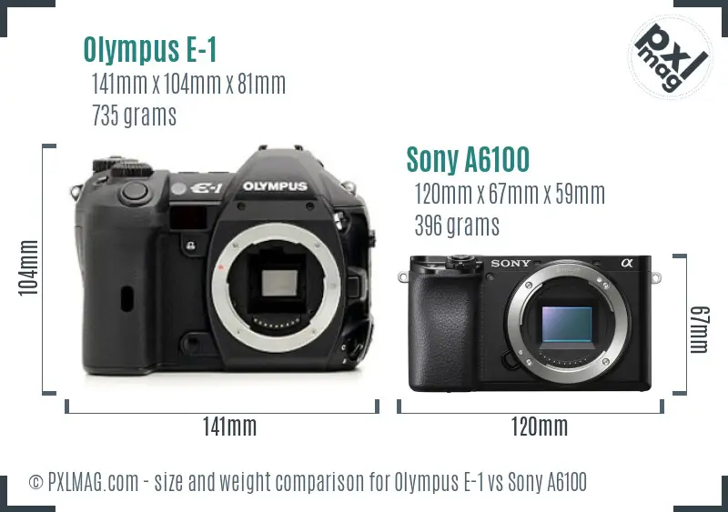 Olympus E-1 vs Sony A6100 size comparison Olympus E-1 vs Sony A6100 size comparison