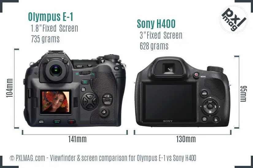 Olympus E-1 vs Sony H400 Screen and Viewfinder comparison