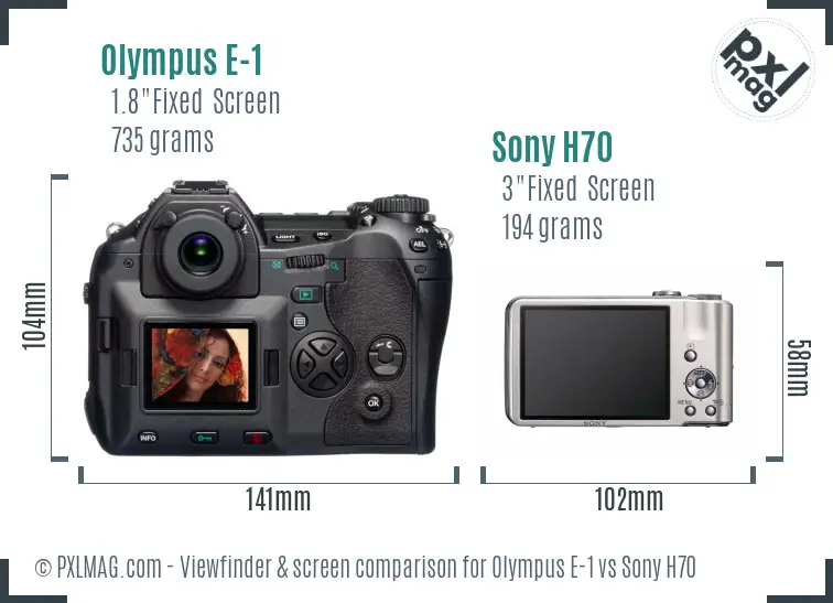 Olympus E-1 vs Sony H70 Screen and Viewfinder comparison