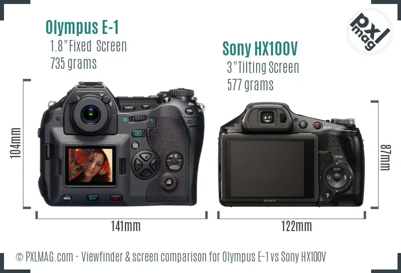 Olympus E-1 vs Sony HX100V Screen and Viewfinder comparison
