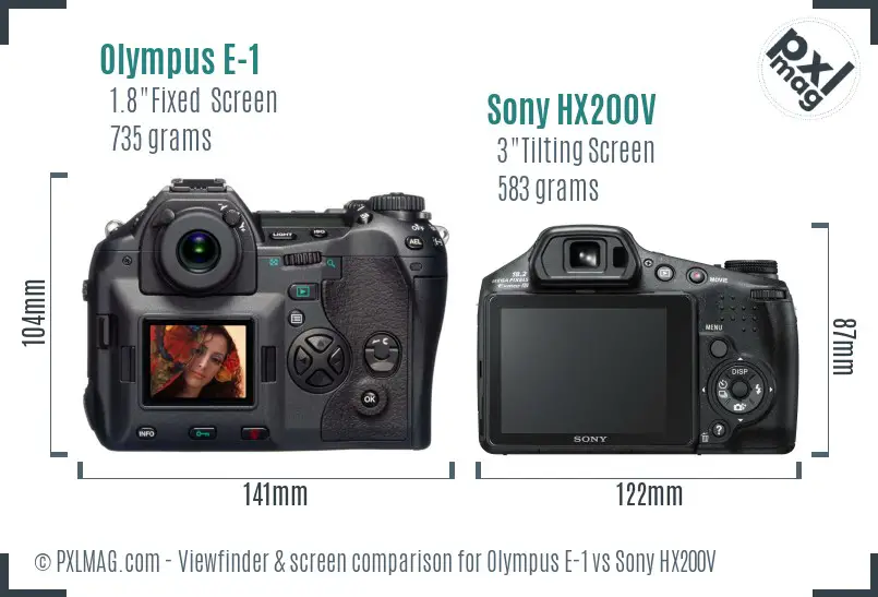 Olympus E-1 vs Sony HX200V Screen and Viewfinder comparison
