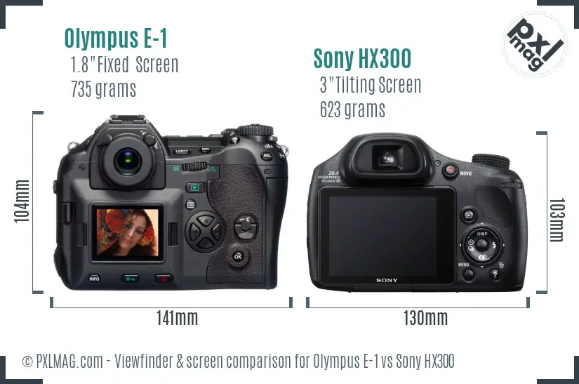 Olympus E-1 vs Sony HX300 Screen and Viewfinder comparison