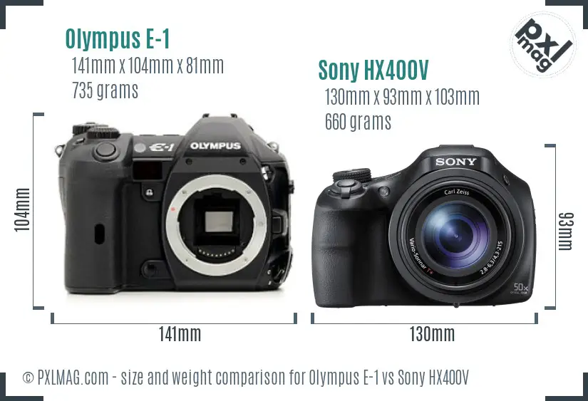 Olympus E-1 vs Sony HX400V size comparison