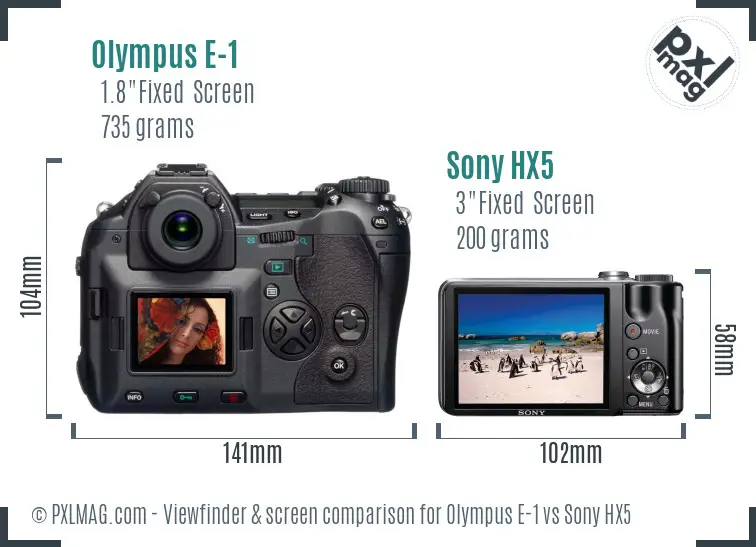 Olympus E-1 vs Sony HX5 Screen and Viewfinder comparison