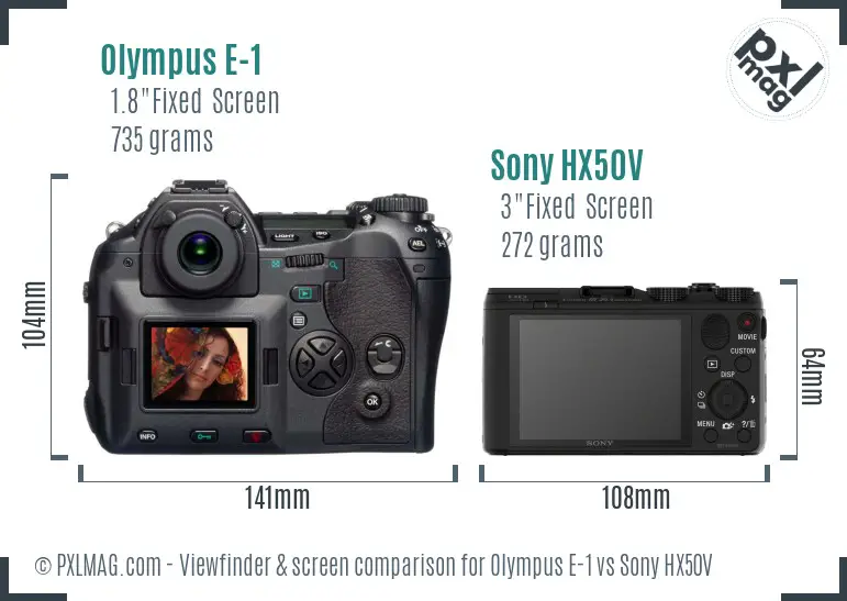 Olympus E-1 vs Sony HX50V Screen and Viewfinder comparison