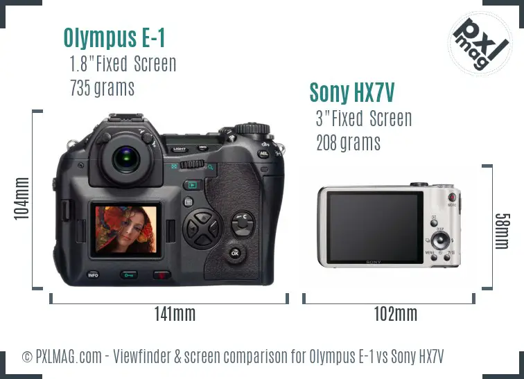 Olympus E-1 vs Sony HX7V Screen and Viewfinder comparison