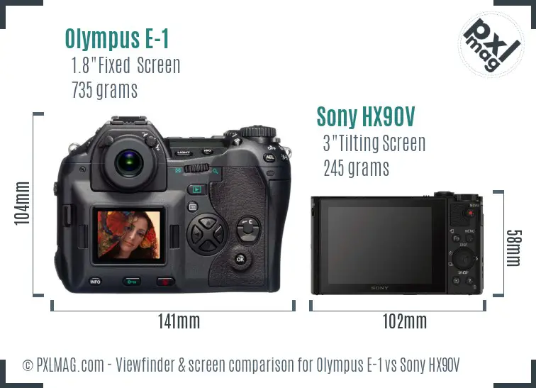 Olympus E-1 vs Sony HX90V Screen and Viewfinder comparison