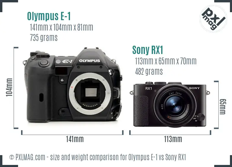 Olympus E-1 vs Sony RX1 size comparison