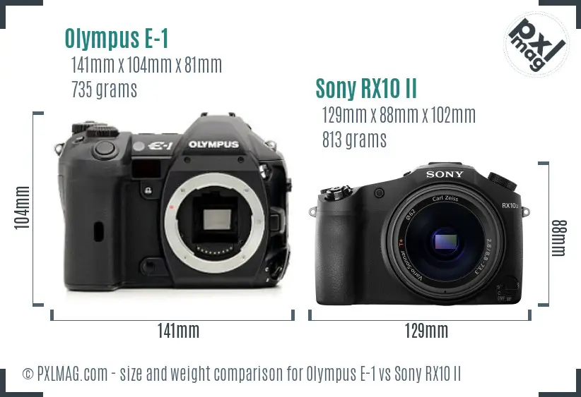 Olympus E-1 vs Sony RX10 II size comparison