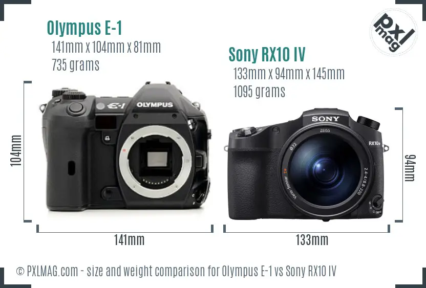 Olympus E-1 vs Sony RX10 IV size comparison