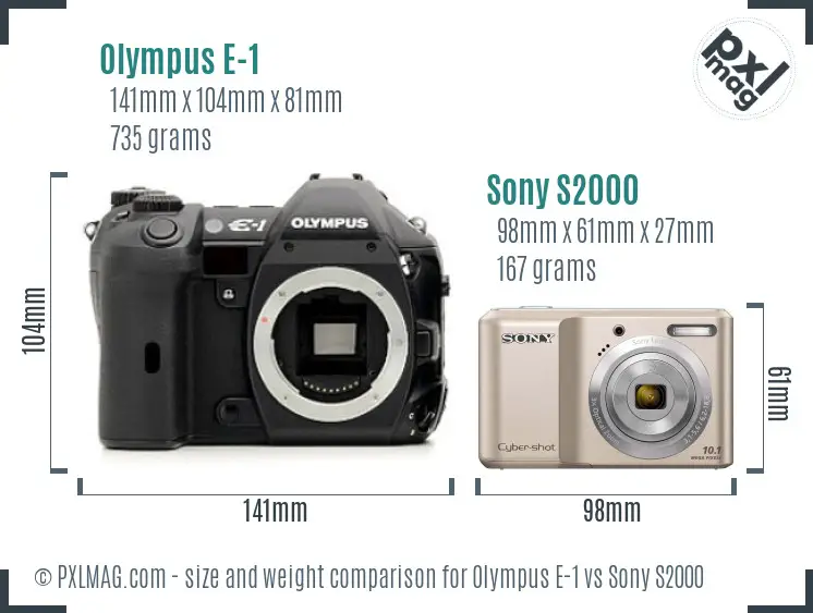 Olympus E-1 vs Sony S2000 size comparison Olympus E-1 vs Sony S2000 size comparison