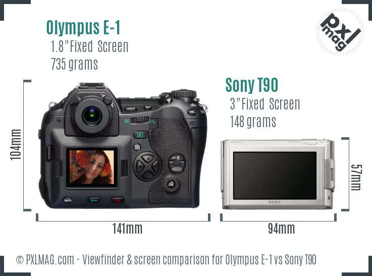 Olympus E-1 vs Sony T90 Screen and Viewfinder comparison Olympus E-1 vs Sony T90 Screen and Viewfinder comparison
