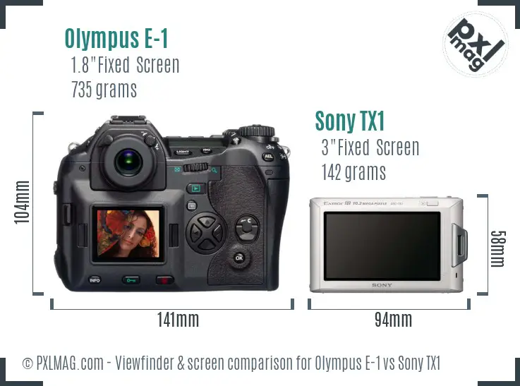 Olympus E-1 vs Sony TX1 Screen and Viewfinder comparison Olympus E-1 vs Sony TX1 Screen and Viewfinder comparison
