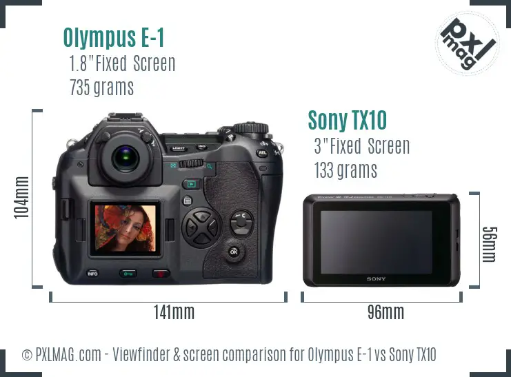 Olympus E-1 vs Sony TX10 Screen and Viewfinder comparison Olympus E-1 vs Sony TX10 Screen and Viewfinder comparison