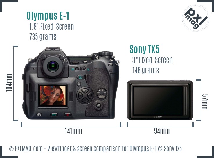 Olympus E-1 vs Sony TX5 Screen and Viewfinder comparison