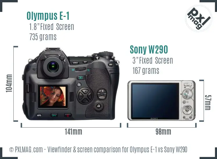 Olympus E-1 vs Sony W290 Screen and Viewfinder comparison Olympus E-1 vs Sony W290 Screen and Viewfinder comparison